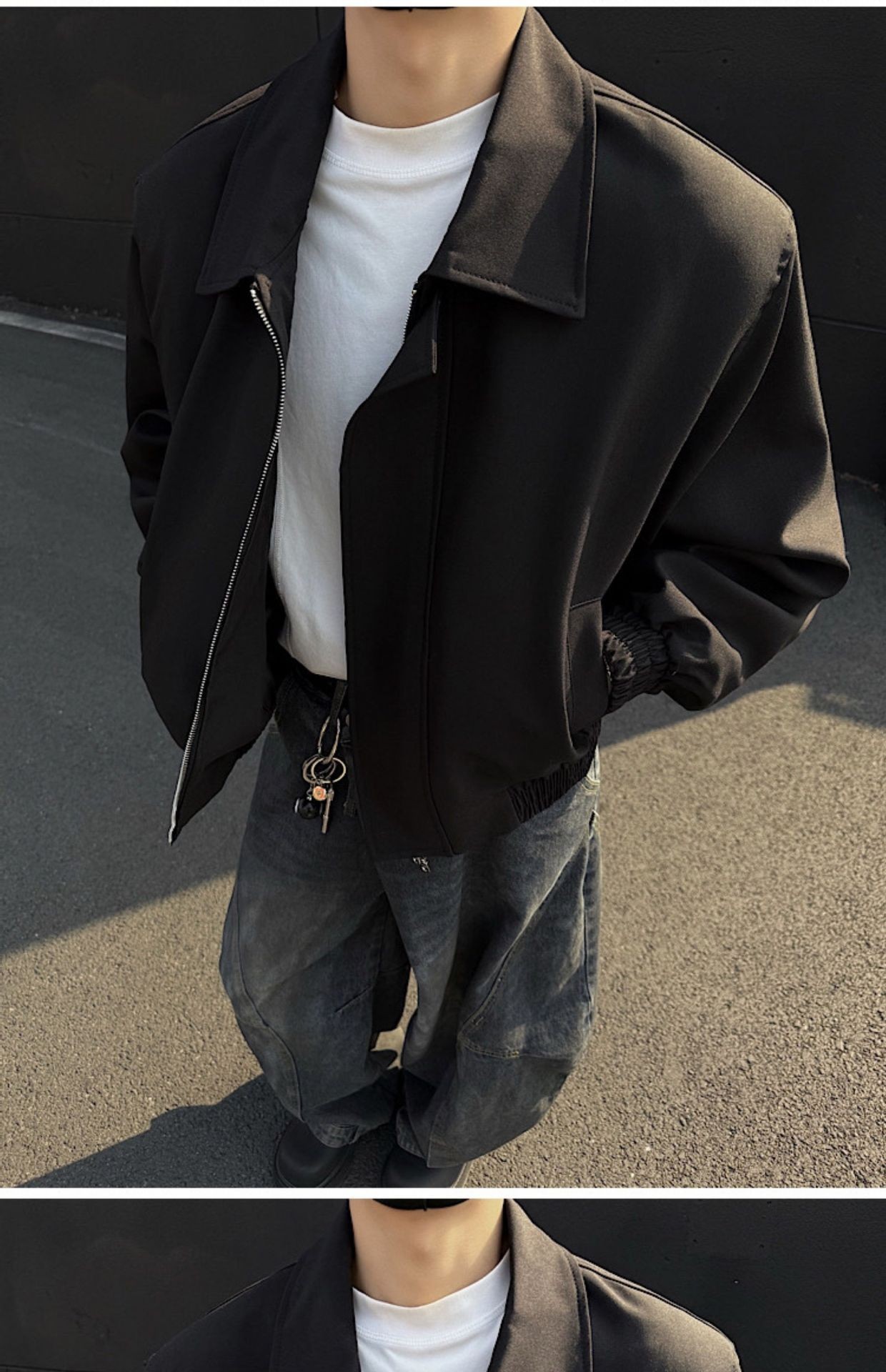 Men's Cleanfit Collared Shoulder-Pad Jacket Spring Autumn Men