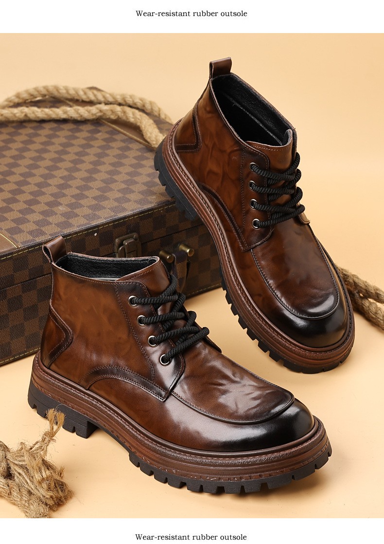 2025 Men’s Mid-Calf Insulated Fashion Leather Boots