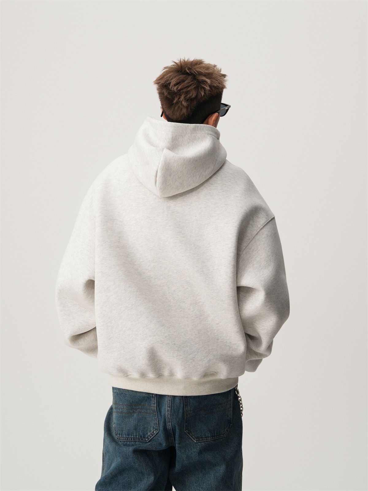 Heavyweight Boxy Hooded Fleece Pullover Sweatshirt