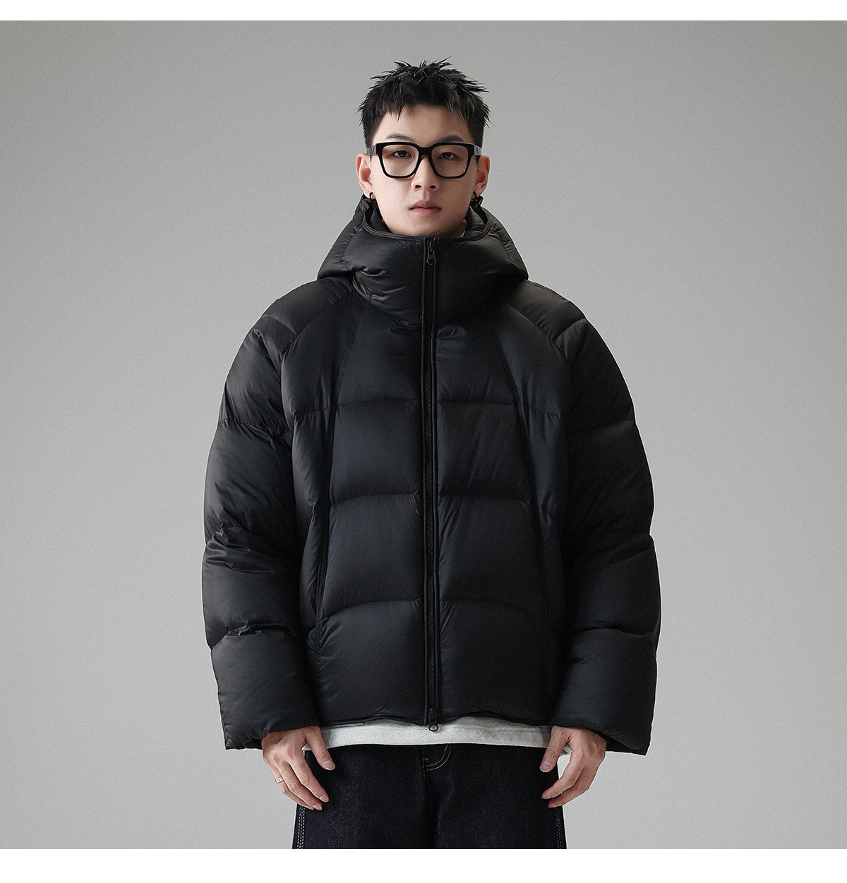 310g White Duck Down Windproof Hooded Winter Jacket 310g White Duck Down Windproof Hooded Winter Jacket