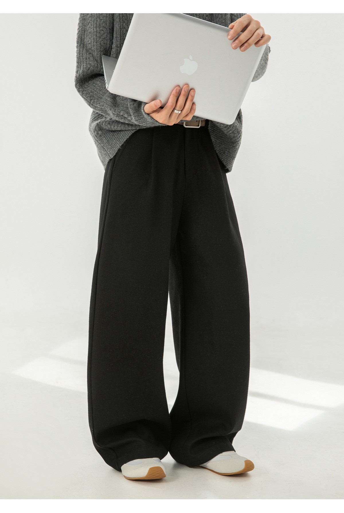 Men’s 360g Heavy Wool Blend Casual Straight Pants