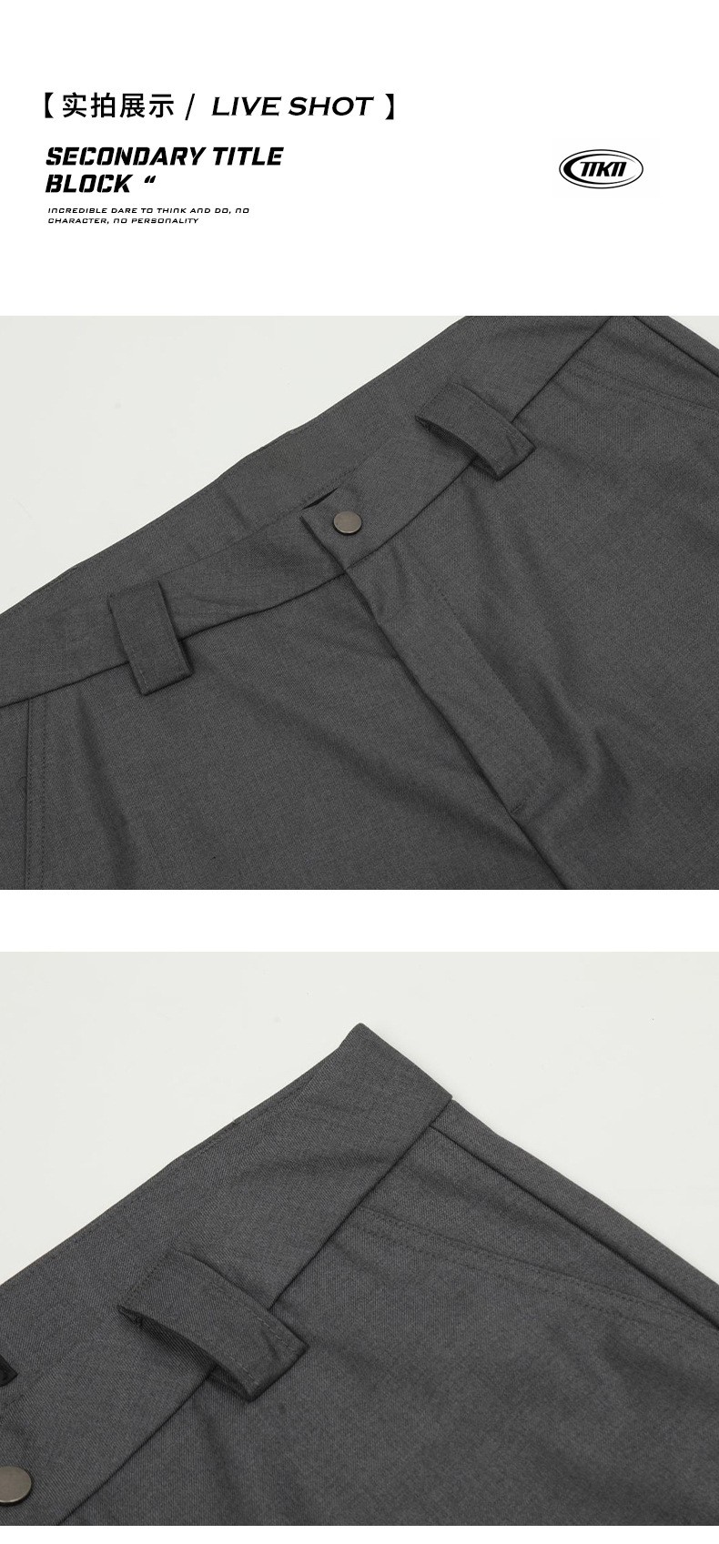 11KN Classic Grey Pleated Wide-Leg Trousers