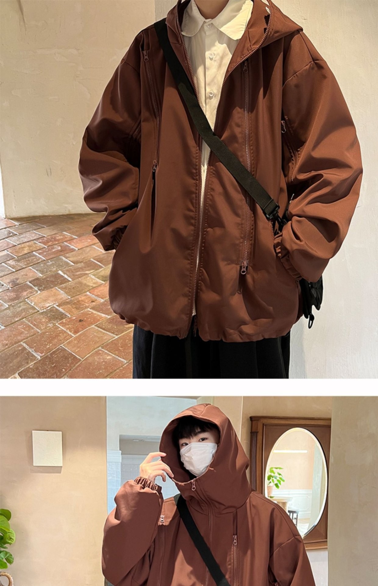 Unisex Waterproof Hooded Outdoor Jacket for Spring & Fall
