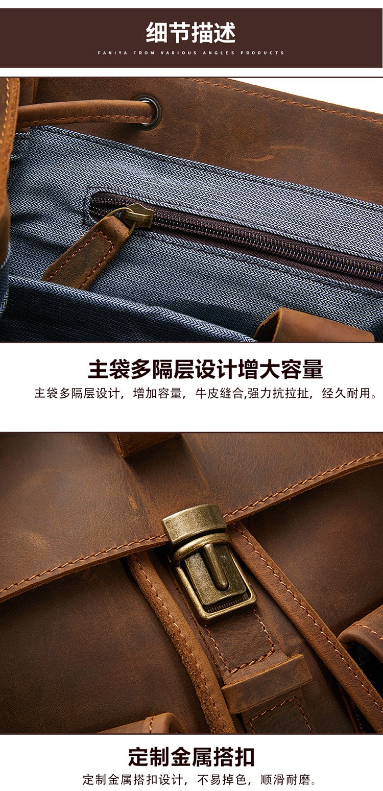 Vintage Handmade Crazy Horse Leather Backpack 14