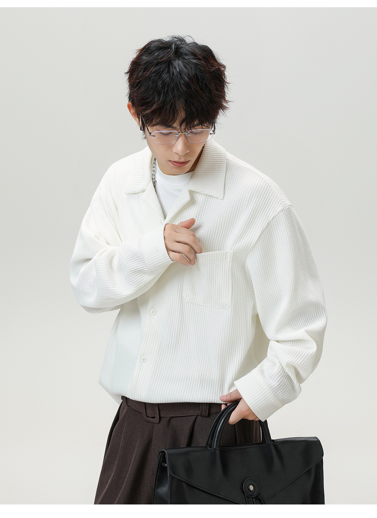 Retro Cuban Collar Long Sleeve Shirt Jacket Retro Cuban Collar Long Sleeve Shirt Jacket