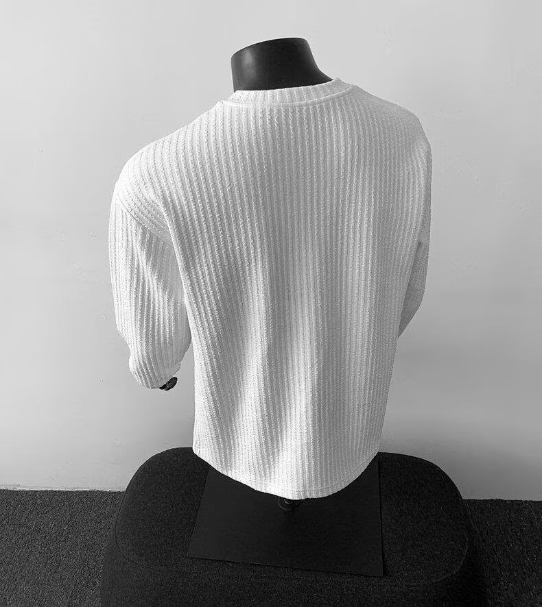 Men's V-Neck Lightweight Knit Long Sleeve T-Shirt Men