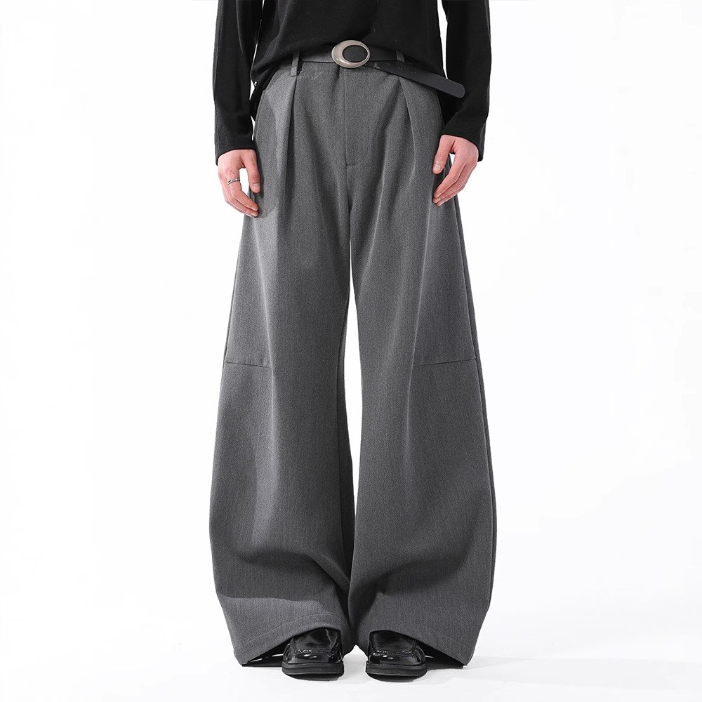 Cleanfit Gray Wide-Leg Wrinkle-Free Dress Pants