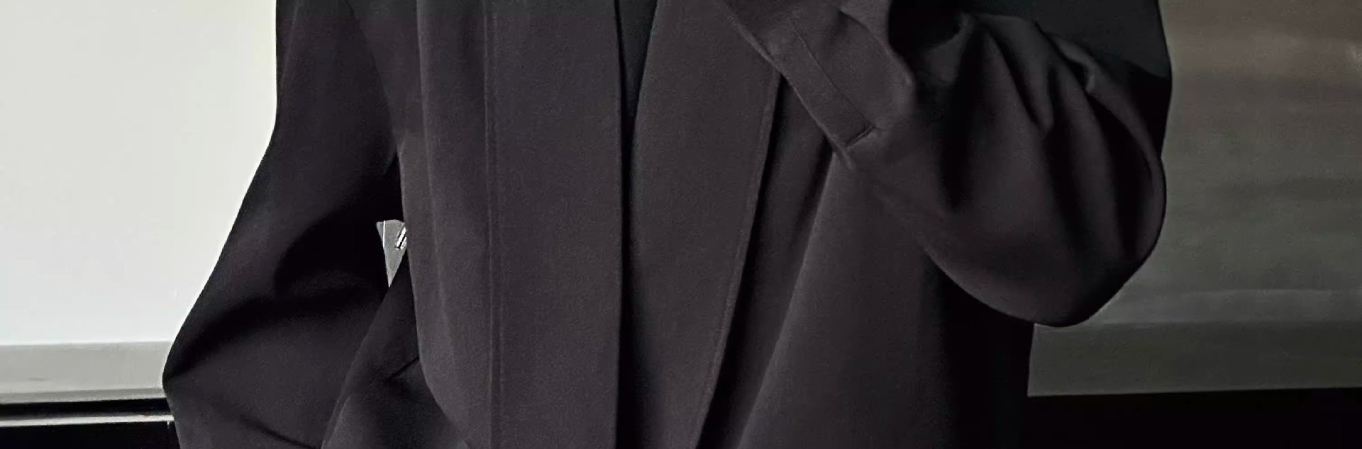 Black Collarless Casual Blazer for Men