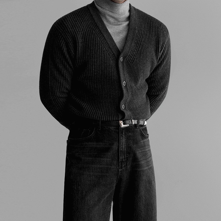 Men's V-Neck Loose Knit Cardigan Sweater Men