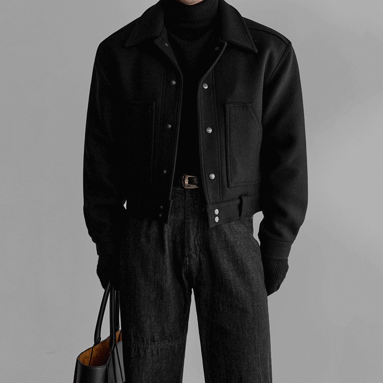 MYQ Vintage Korean Style Thick Wool Blend Jacket