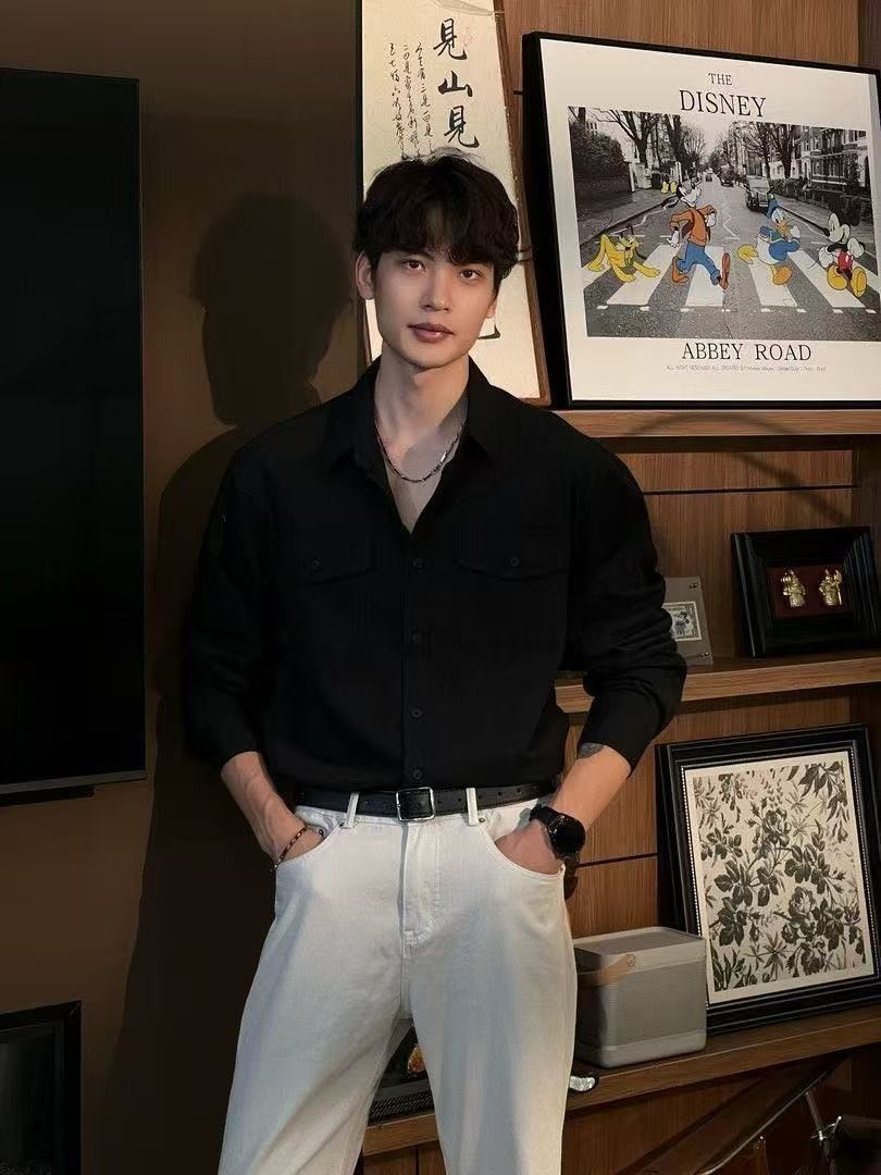 Men's Casual Loose Fit Utility Shirt Jacket Men