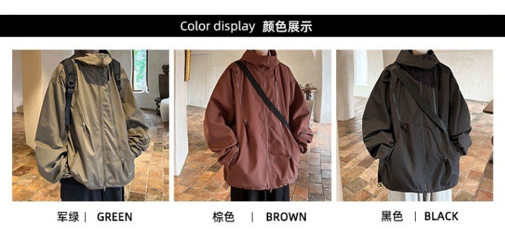 Unisex Waterproof Hooded Outdoor Jacket for Spring & Fall