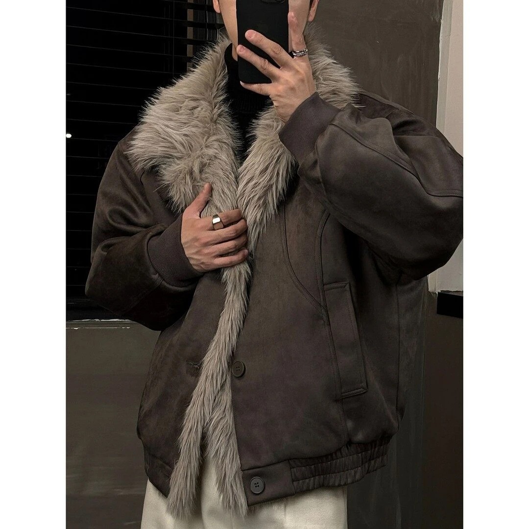 Men's Vintage Corduroy Thick Hooded Cotton Jacket Men