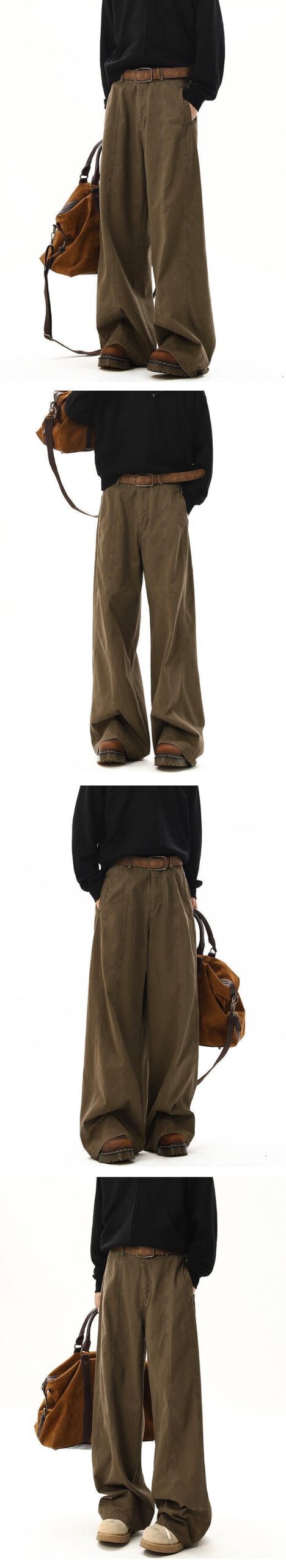 2025 Brown Relaxed Fit Straight Leg Denim Pants