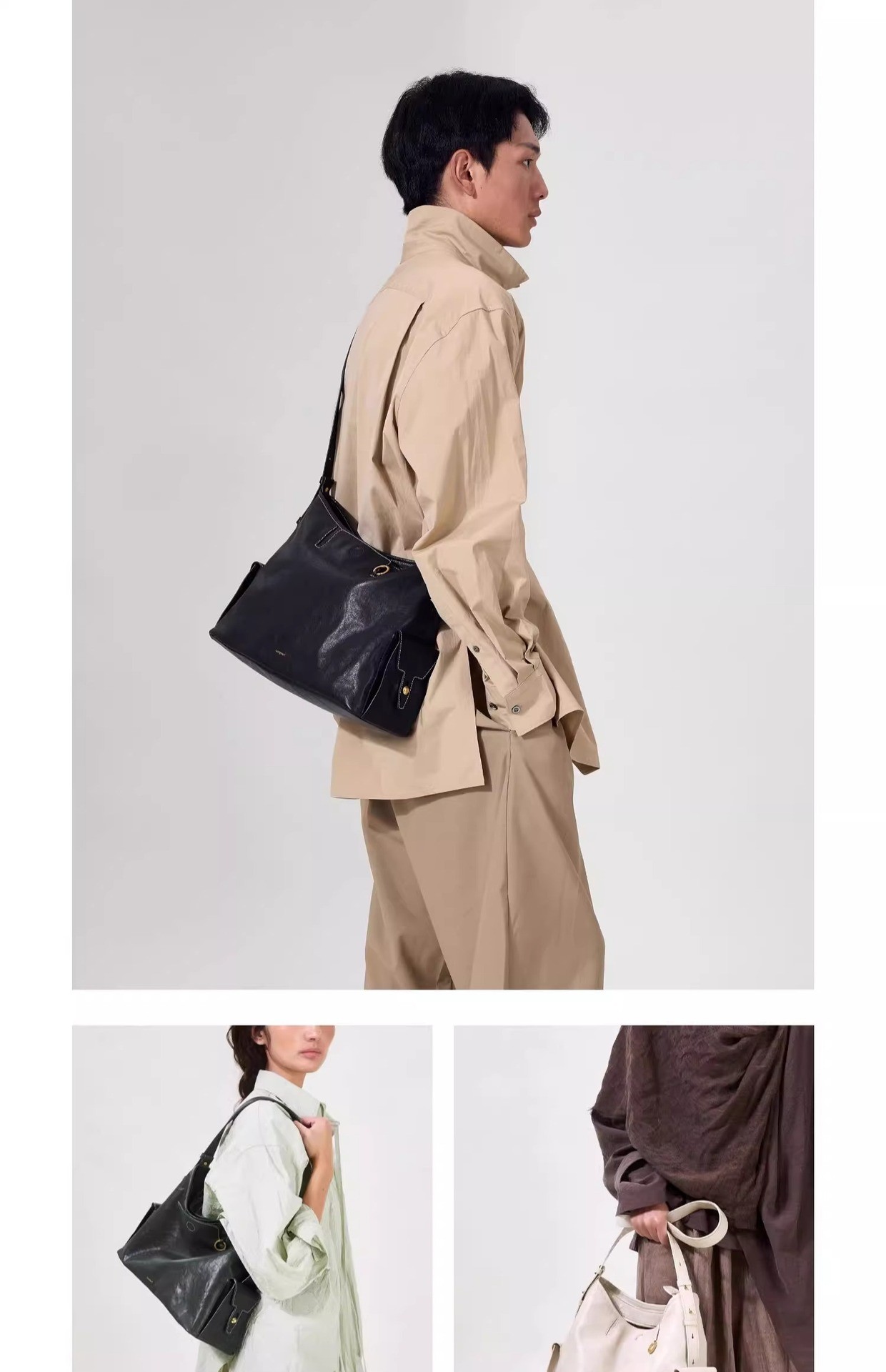 Songmont Vintage Hobo Shoulder Bag in Soft Full-Grain Leather Songmont Vintage Hobo Shoulder Bag in Soft Full-Grain Leather