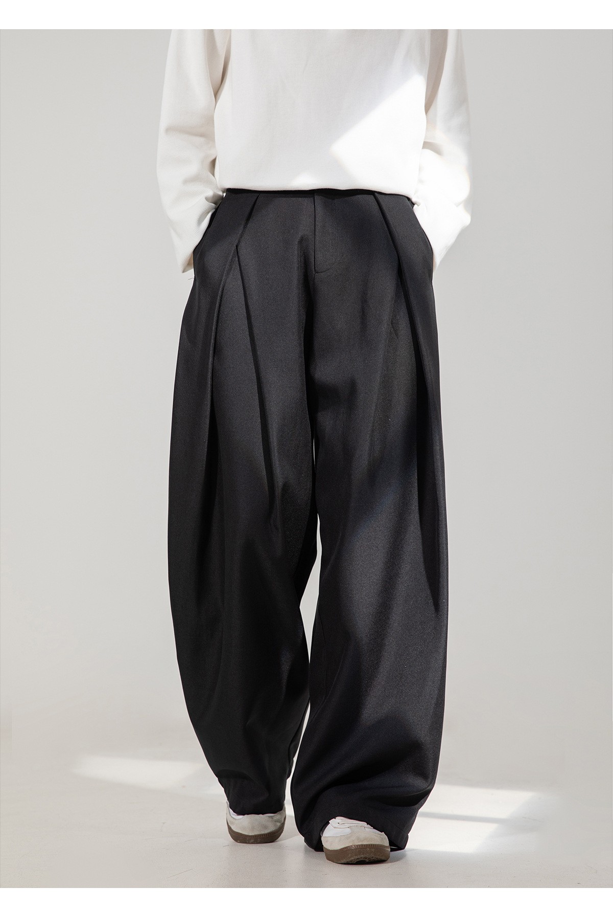 Men's Pleated Wide-Leg Casual Trousers for Autumn Men