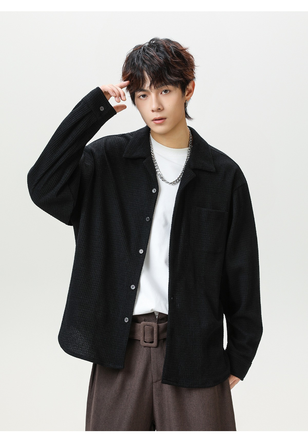 Retro Cuban Collar Long Sleeve Shirt Jacket Retro Cuban Collar Long Sleeve Shirt Jacket