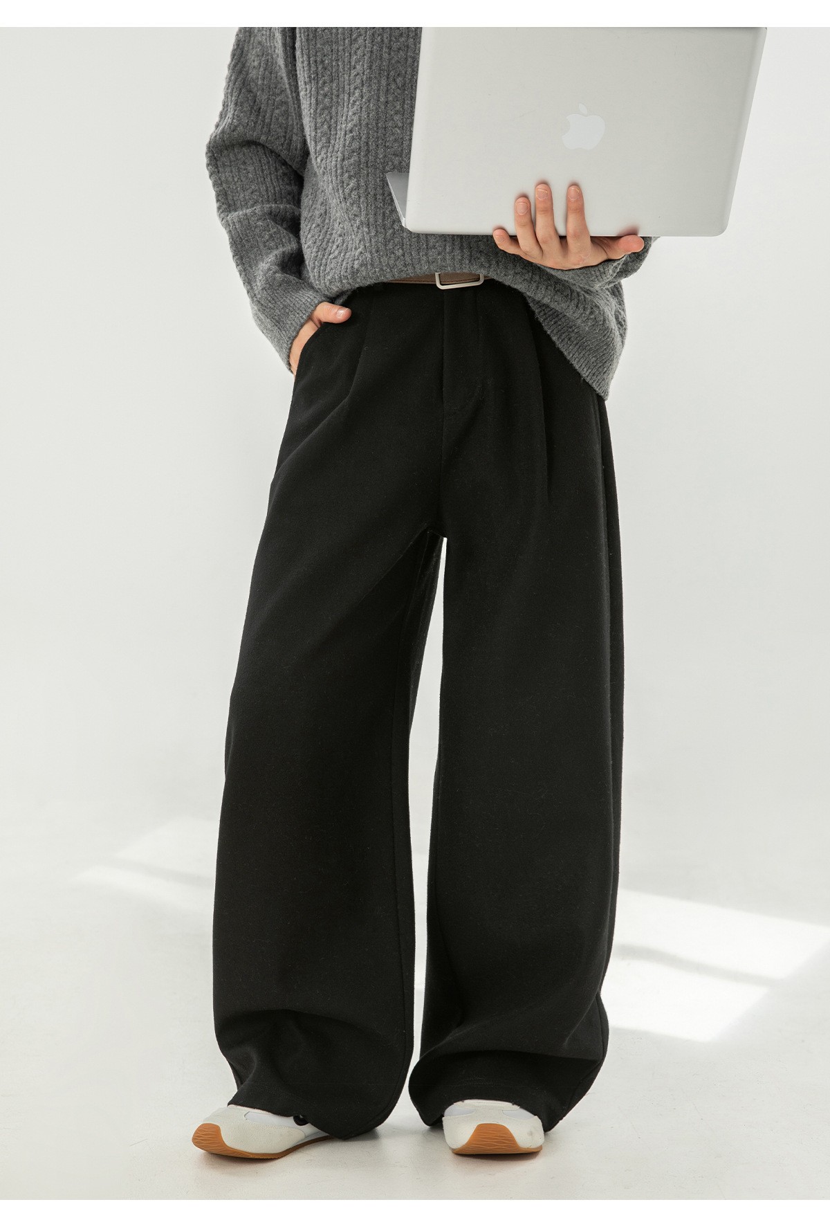 Men’s 360g Heavy Wool Blend Casual Straight Pants