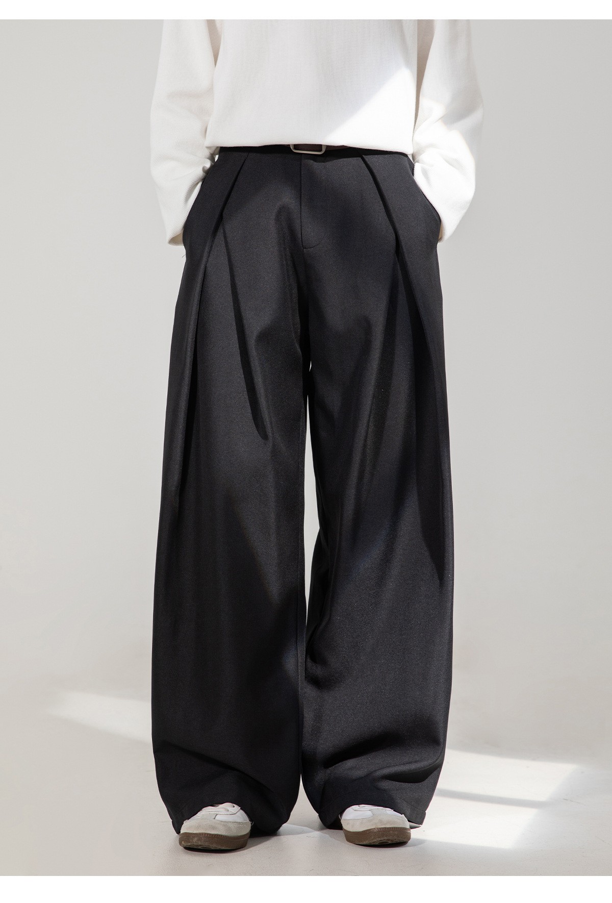 Men's Pleated Wide-Leg Casual Trousers for Autumn Men