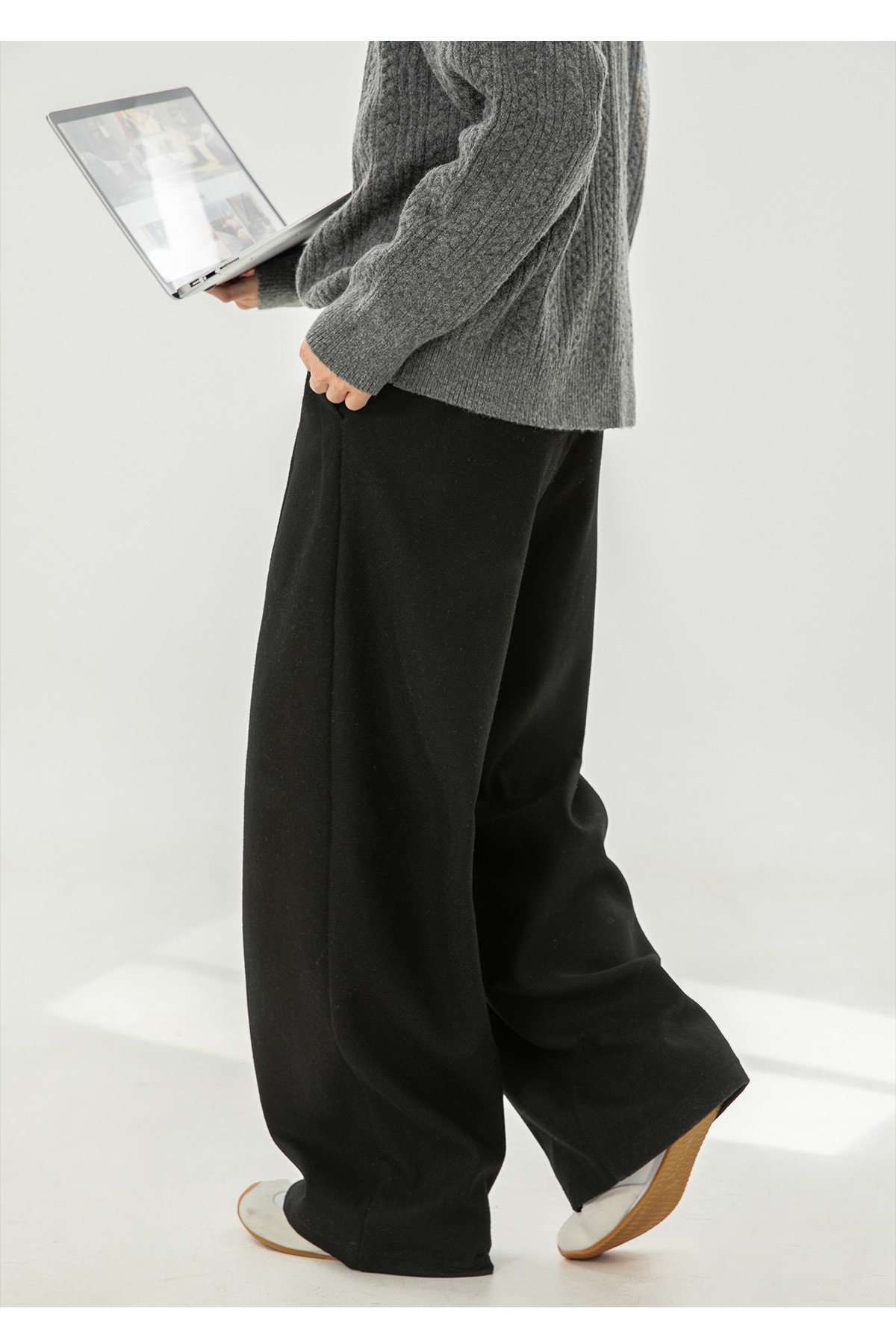 Men’s 360g Heavy Wool Blend Casual Straight Pants