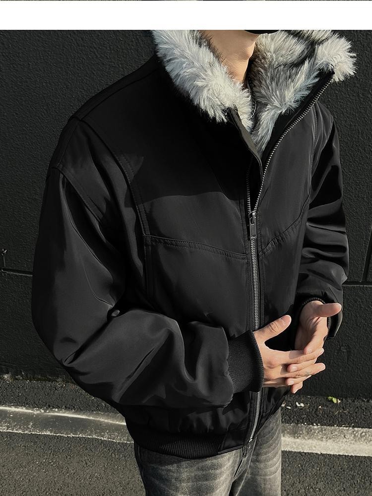 Men's Winter Hooded Fleece-Lined Puffer Jacket Men