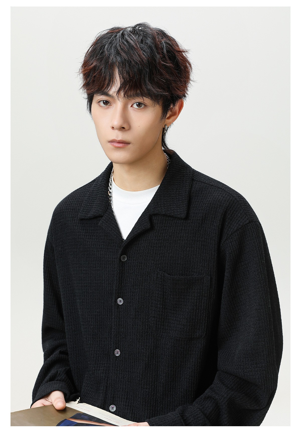 Retro Cuban Collar Long Sleeve Shirt Jacket Retro Cuban Collar Long Sleeve Shirt Jacket