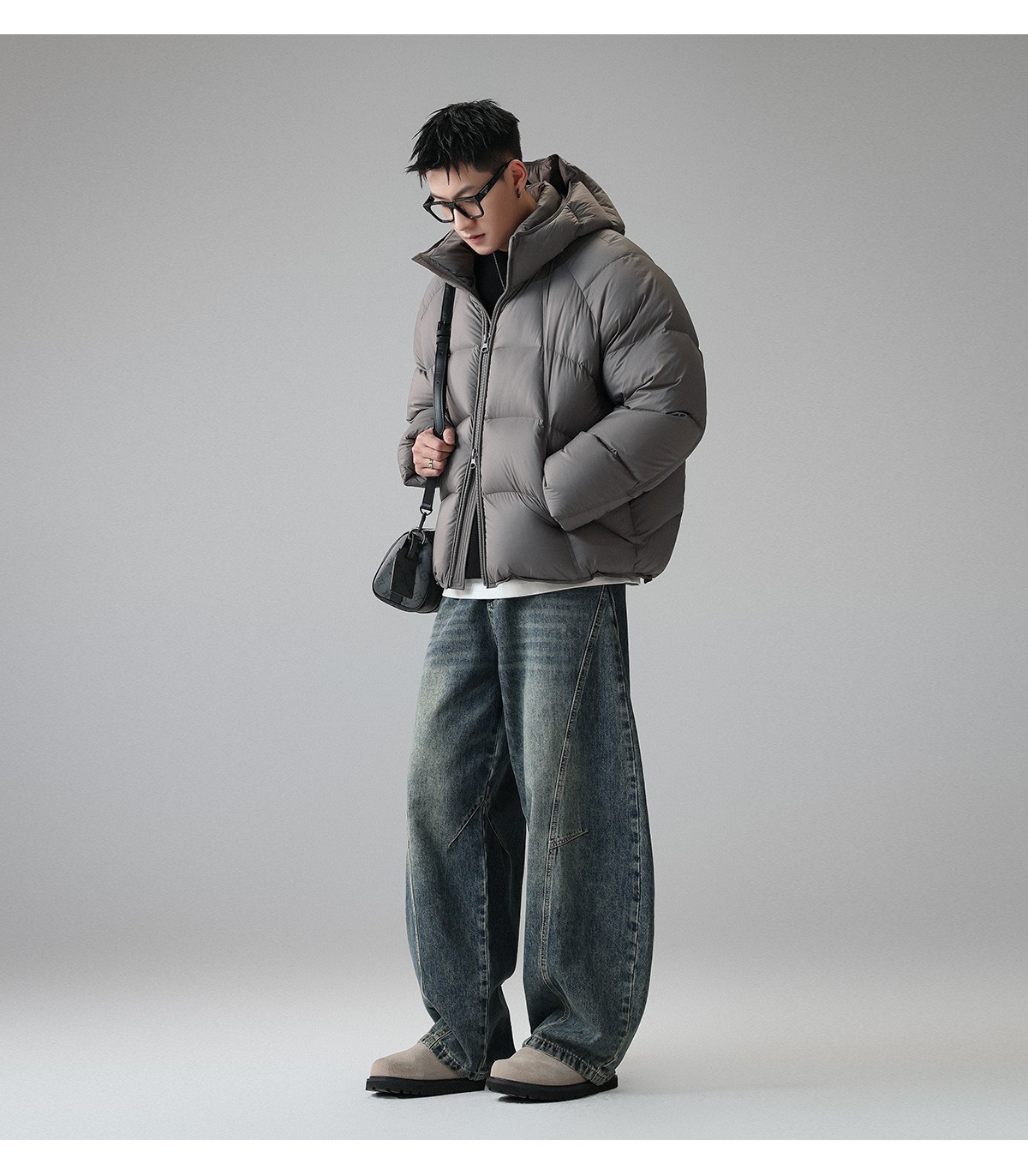 310g White Duck Down Windproof Hooded Winter Jacket 310g White Duck Down Windproof Hooded Winter Jacket