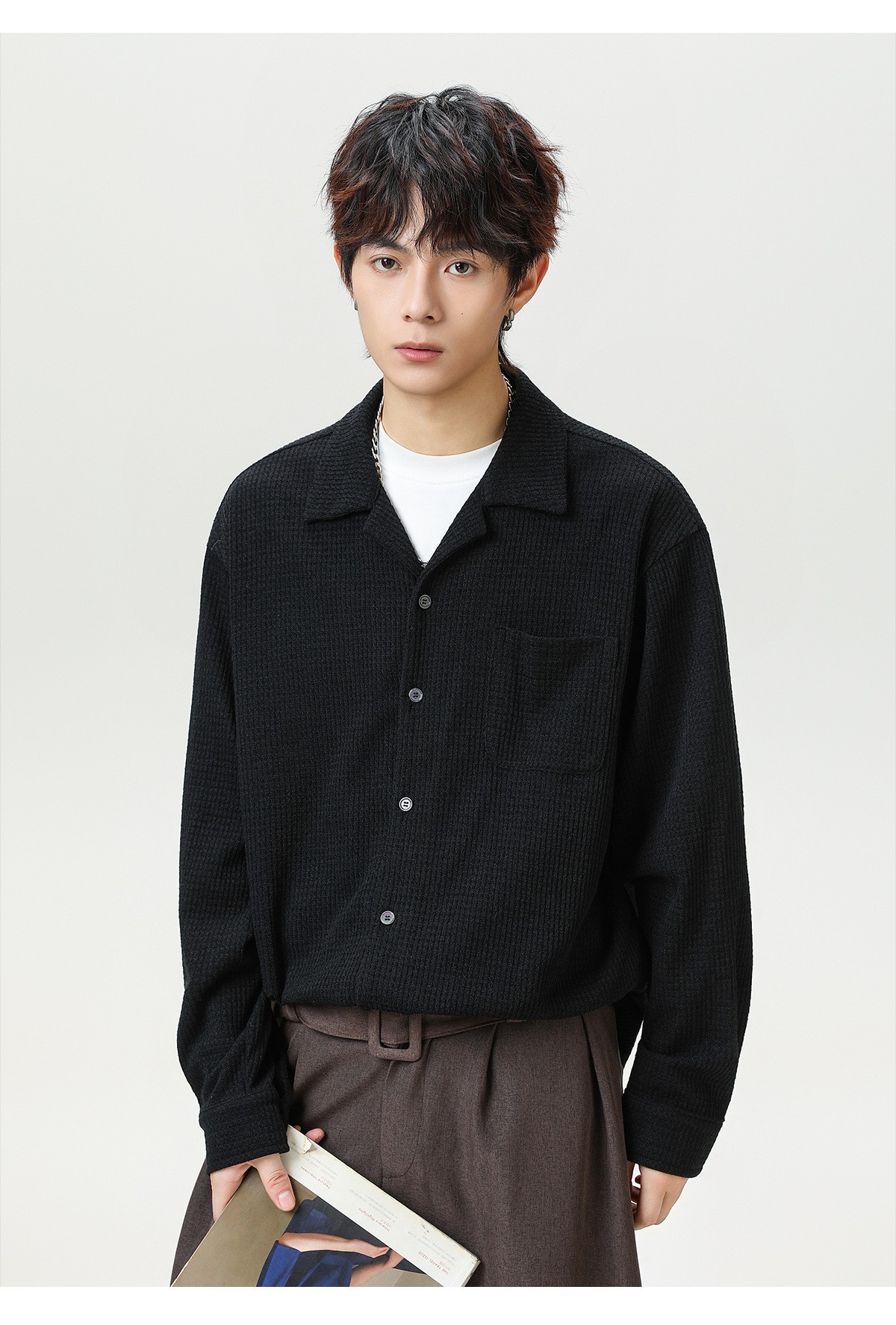 Retro Cuban Collar Long Sleeve Shirt Jacket Retro Cuban Collar Long Sleeve Shirt Jacket