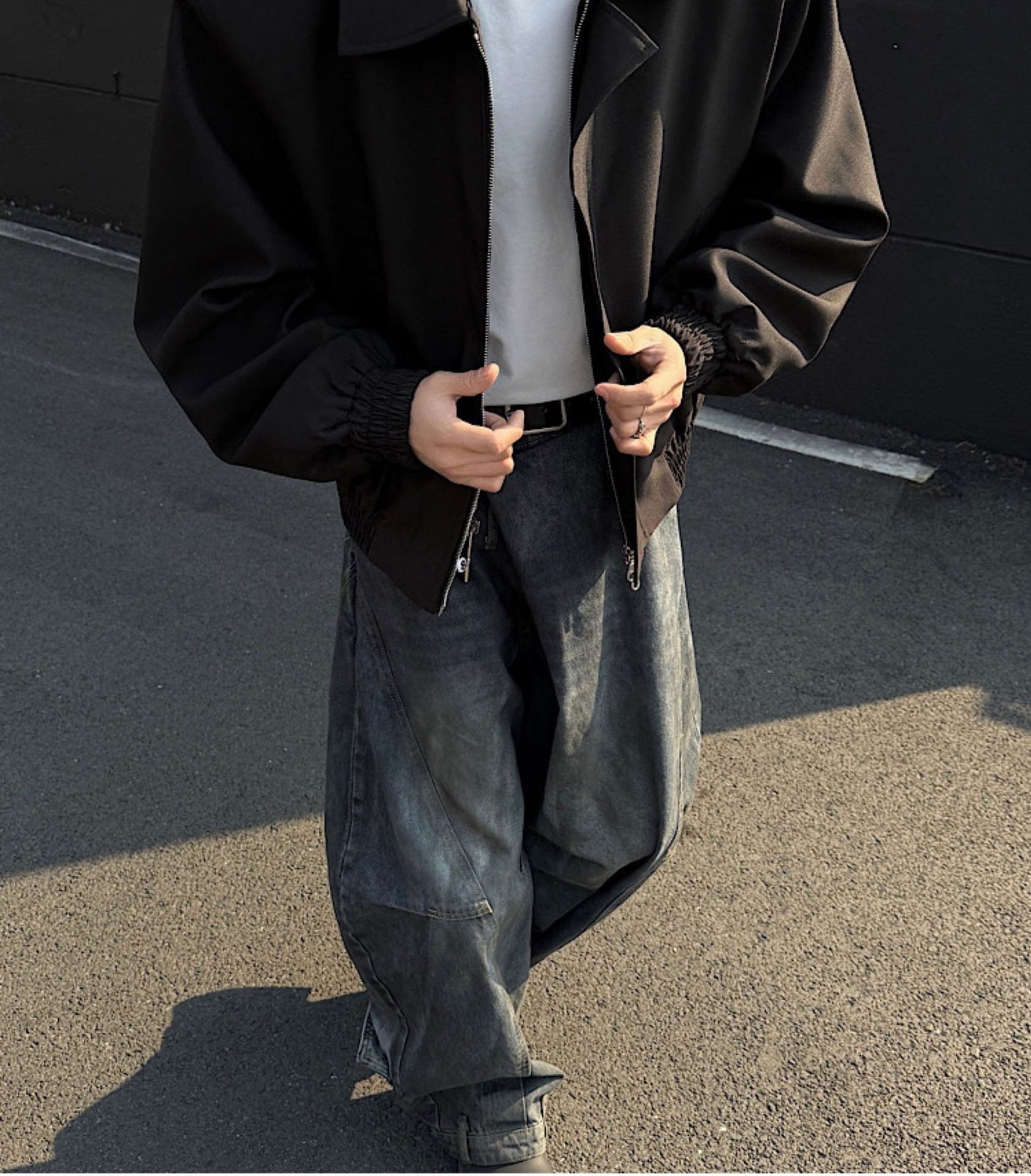 Men's Cleanfit Collared Shoulder-Pad Jacket Spring Autumn Men