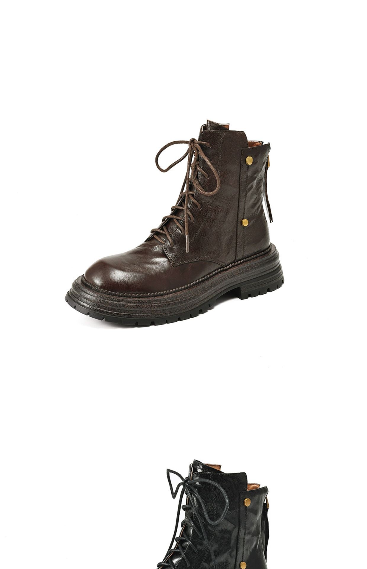 Women's Retro Leather Platform Martin Boots 2025 Women