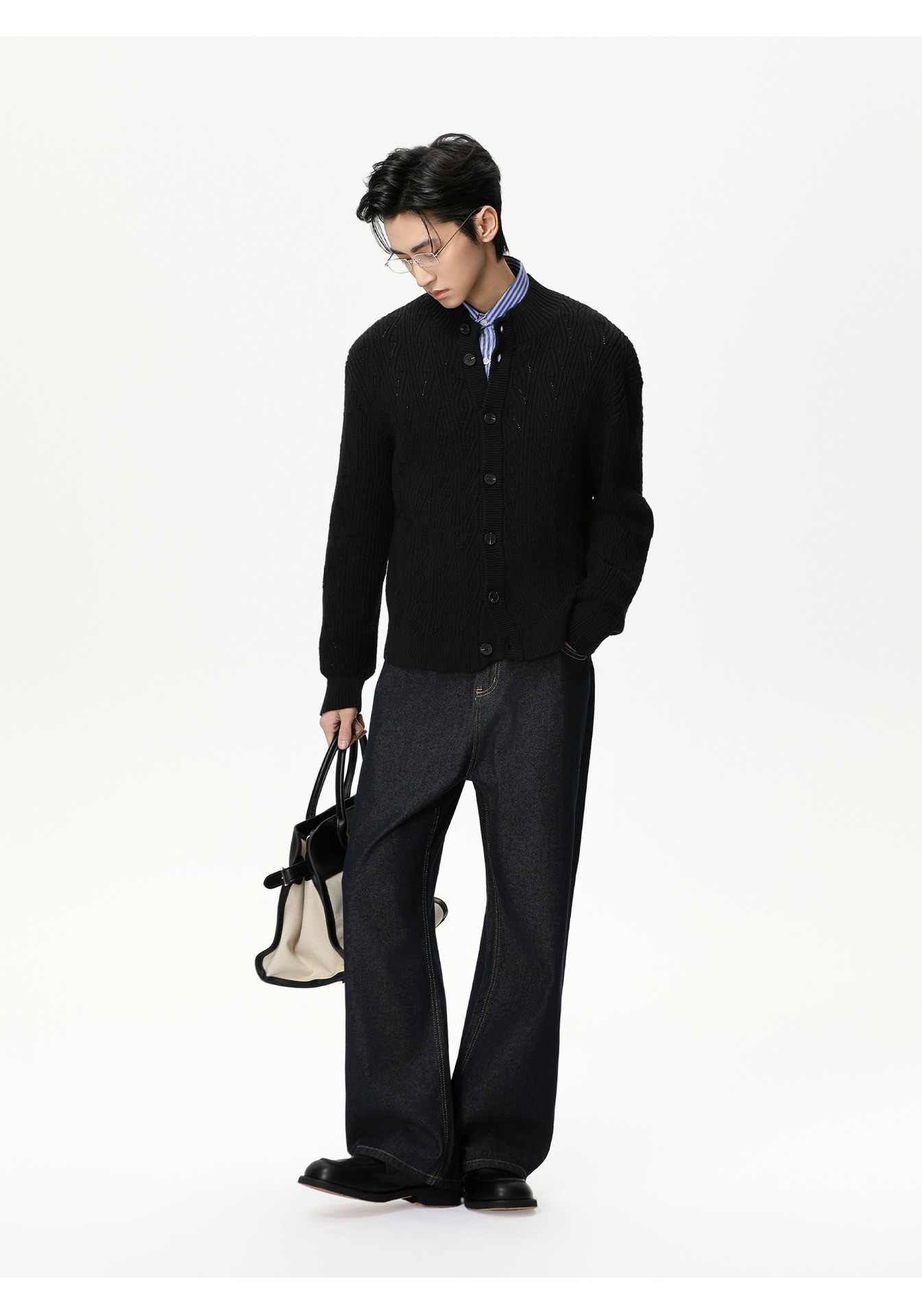 MTLCLOTHES Relaxed Wide-Leg Denim Jeans for Men