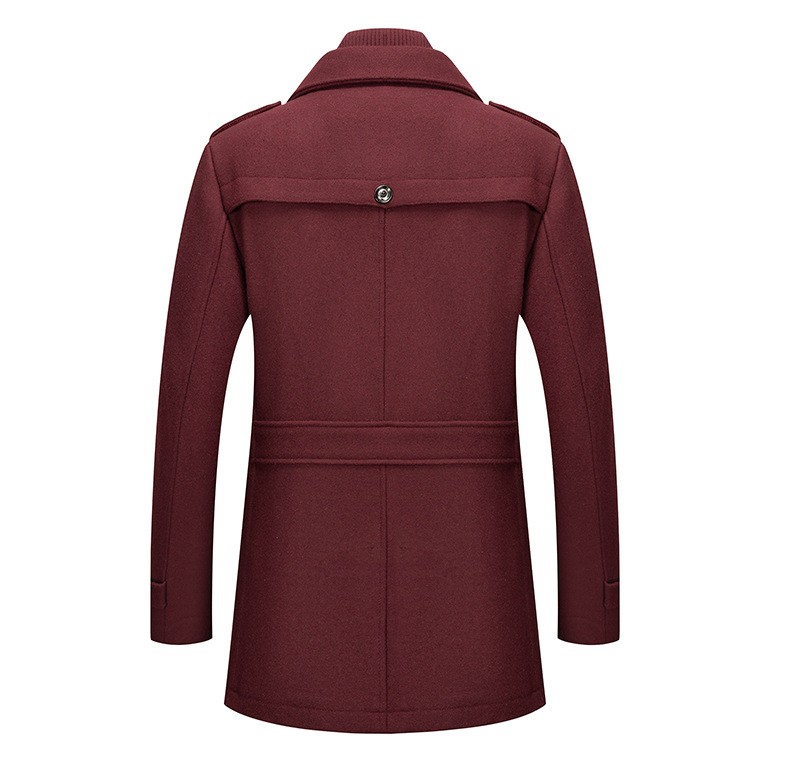 Men's Wool Blend Double Collar Business Overcoat Men