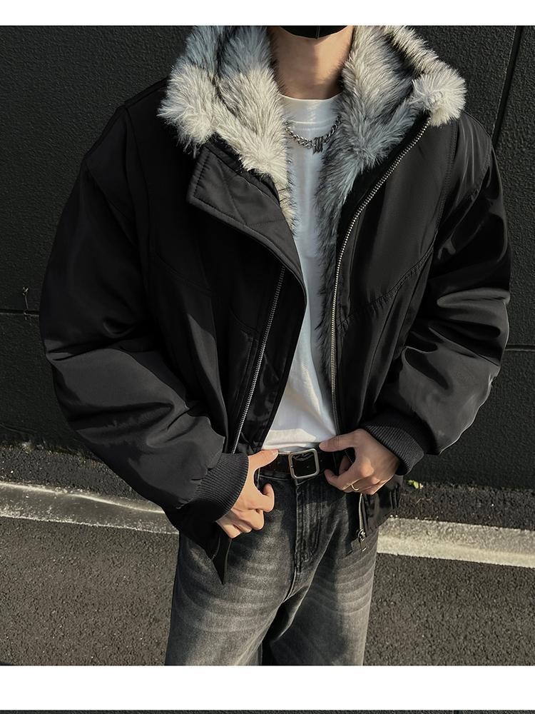 Men's Winter Hooded Fleece-Lined Puffer Jacket Men