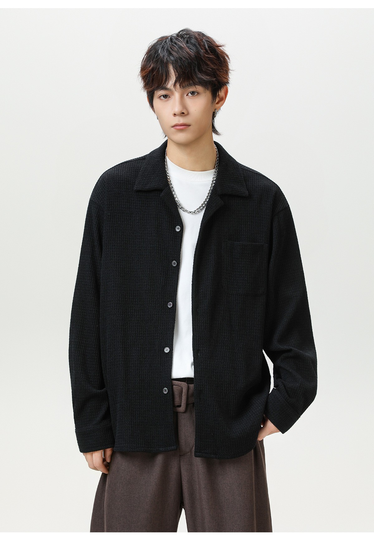 Retro Cuban Collar Long Sleeve Shirt Jacket Retro Cuban Collar Long Sleeve Shirt Jacket