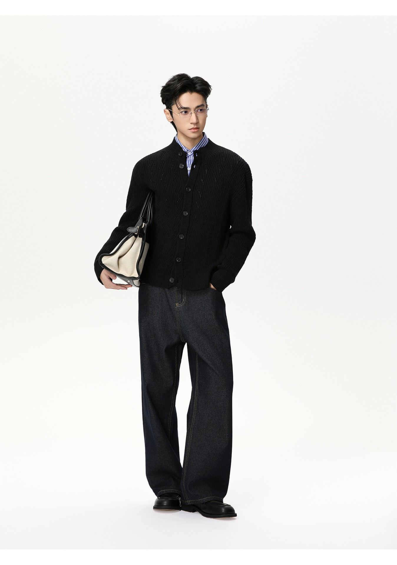 MTLCLOTHES Relaxed Wide-Leg Denim Jeans for Men