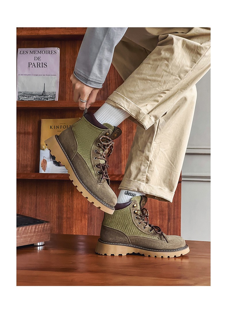 Unisex Classic Mid-Calf Leather Martin Boots