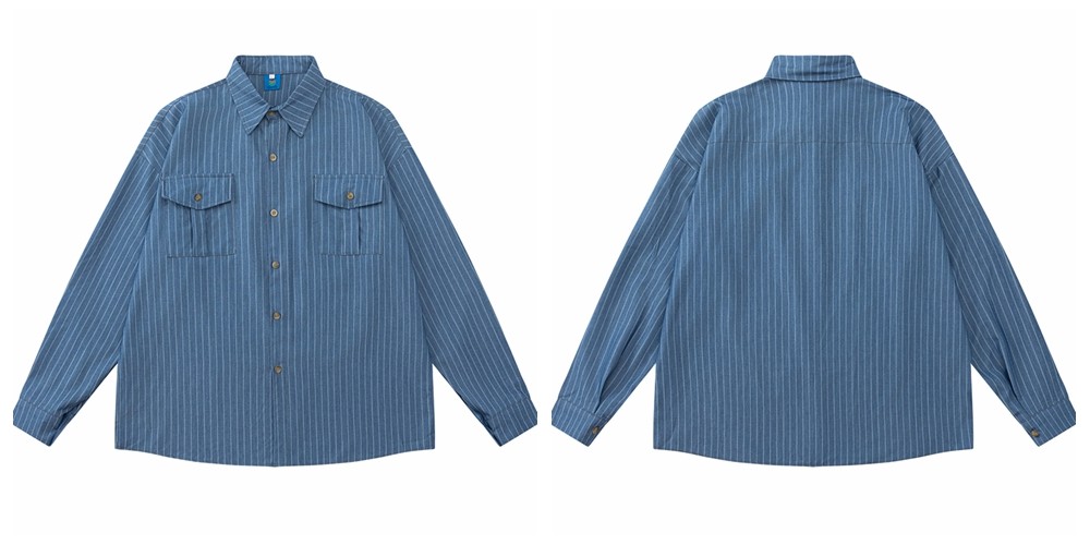 Vintage Floral Striped Cotton Blend Shirt with Tie