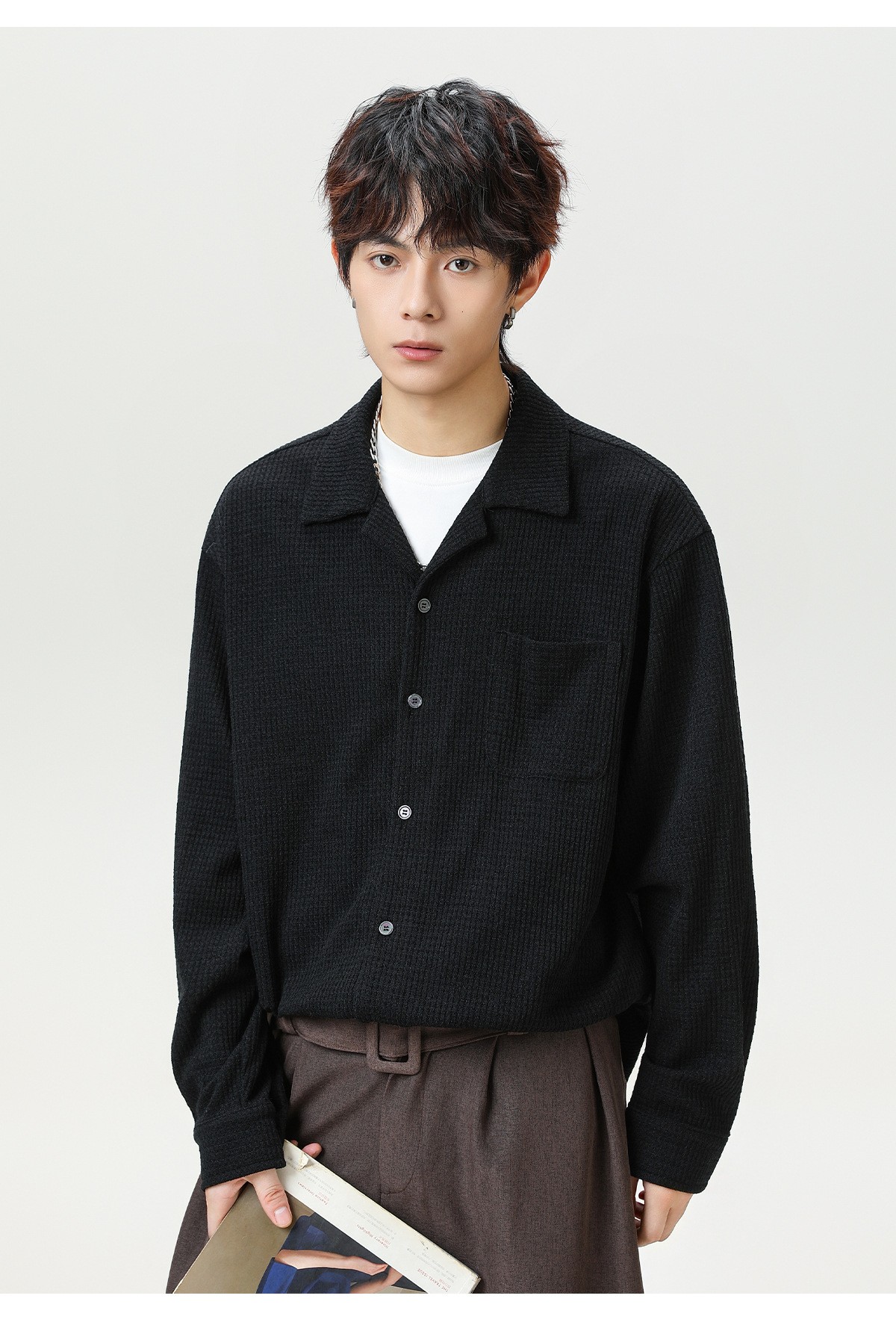 Retro Cuban Collar Long Sleeve Shirt Jacket Retro Cuban Collar Long Sleeve Shirt Jacket