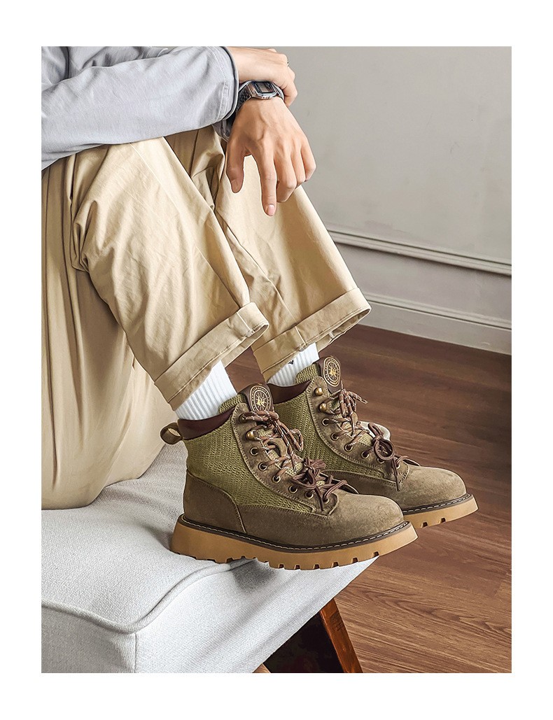 Unisex Classic Mid-Calf Leather Martin Boots