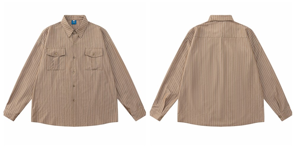 Vintage Floral Striped Cotton Blend Shirt with Tie