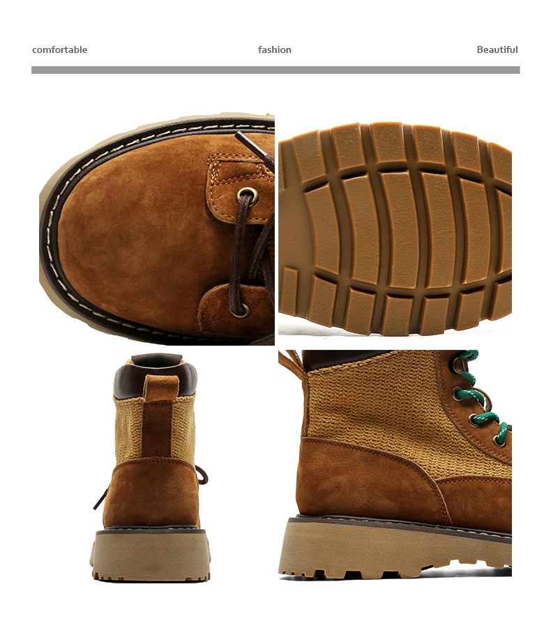 Unisex Classic Mid-Calf Leather Martin Boots