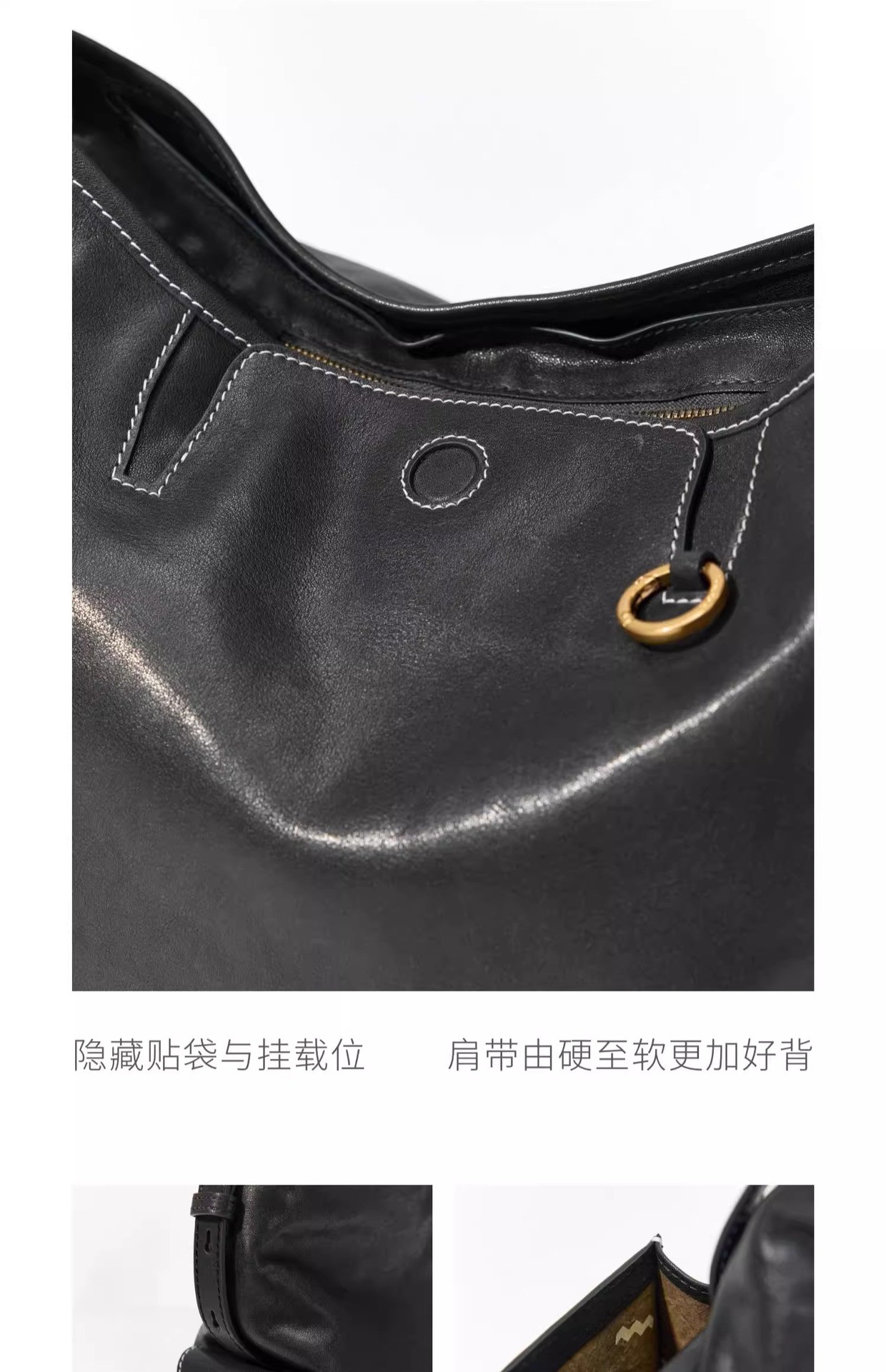 Songmont Vintage Hobo Shoulder Bag in Soft Full-Grain Leather Songmont Vintage Hobo Shoulder Bag in Soft Full-Grain Leather