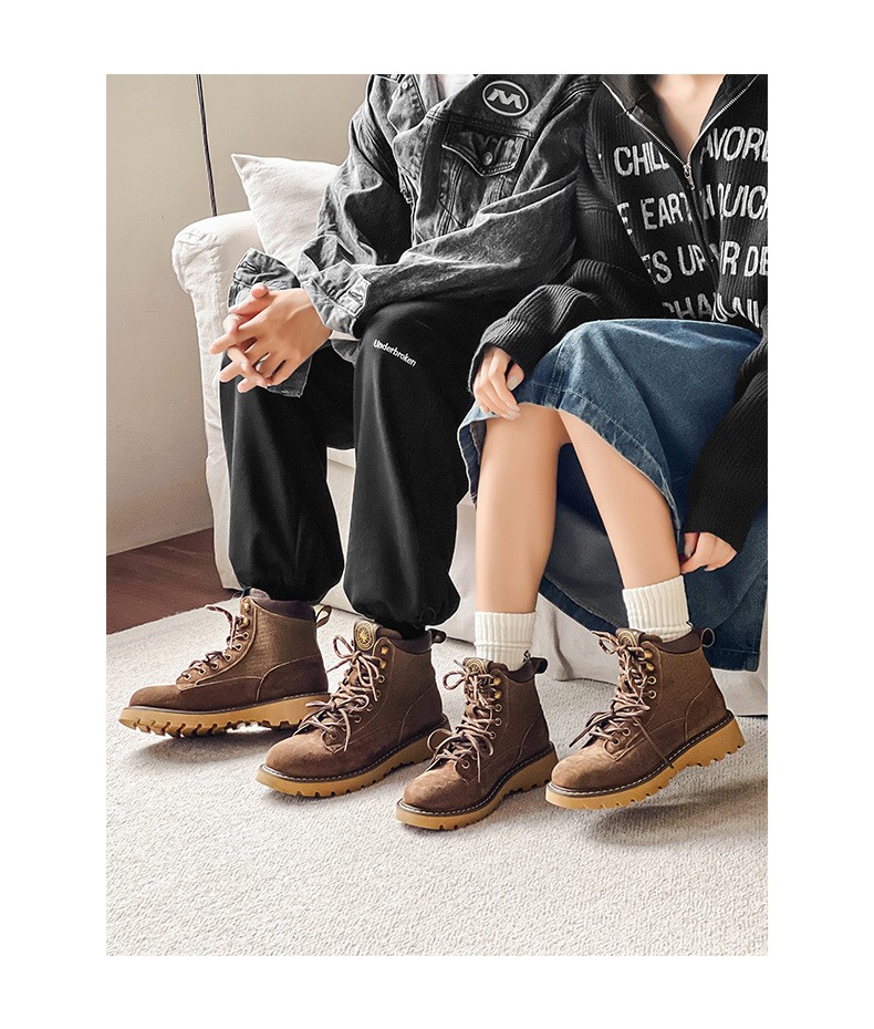 Unisex Classic Mid-Calf Leather Martin Boots