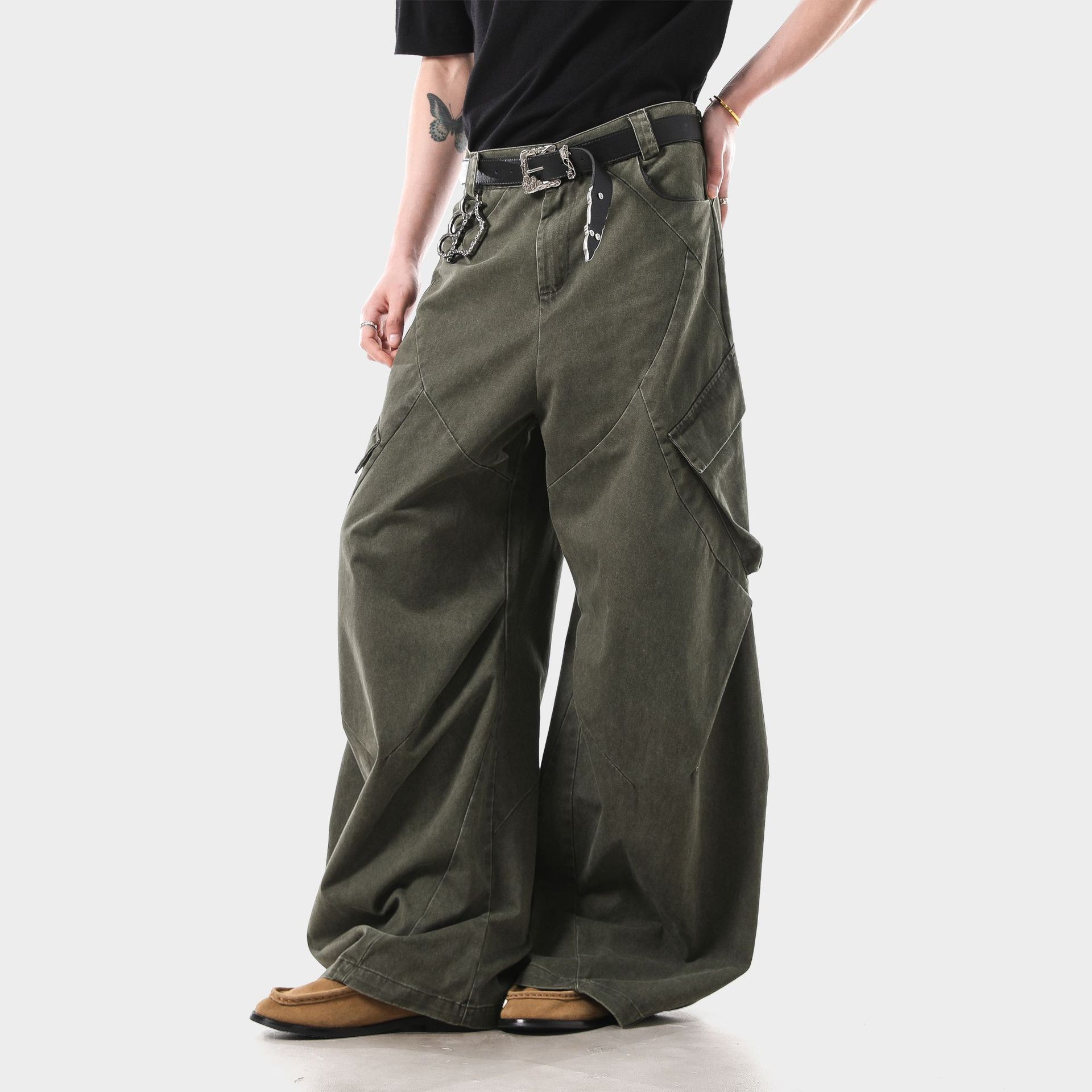 Vintage American Workwear Straight-Leg Cargo Pants