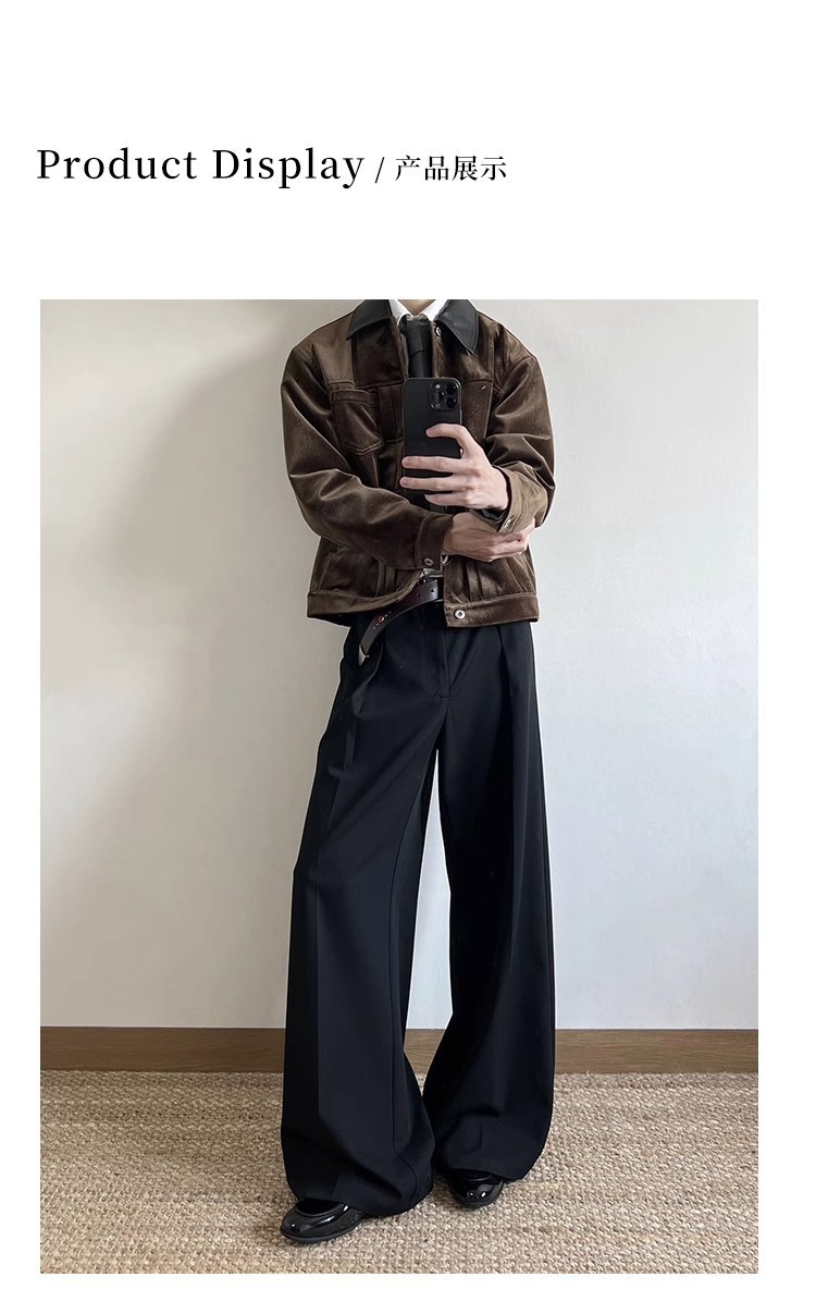 JTFS Relaxed Pleated Wide-Leg Casual Trousers