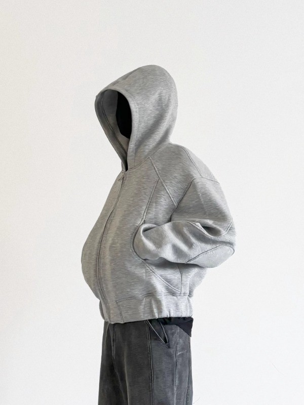 Boxy Fit American Streetwear Hooded Zip-Up Jacket