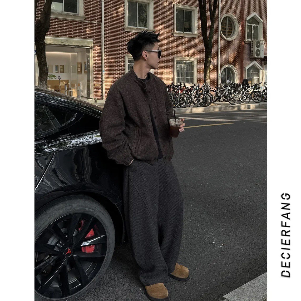 Men's Winter Wool Blend Down Jacket with Hood Men