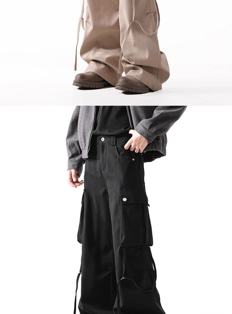 American Hip-Hop Cargo Workwear Pants with Belt