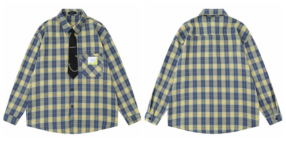 Vintage Floral Striped Cotton Blend Shirt with Tie