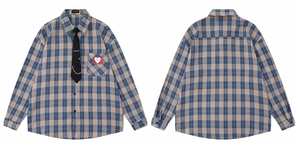 Vintage Floral Striped Cotton Blend Shirt with Tie